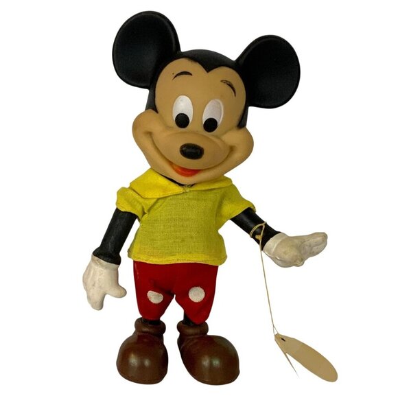 Vintage 1980s Walt Disney Productions Mickey Mouse Rubber Poseable Doll By Dakin - Picture 1 of 11